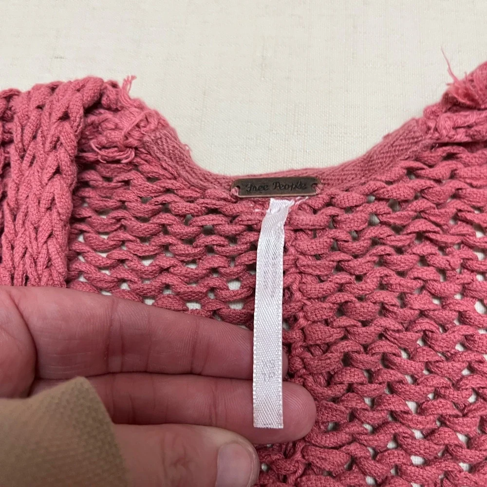 Free People XS rose pink Cotton Crochet Knit Cardigan